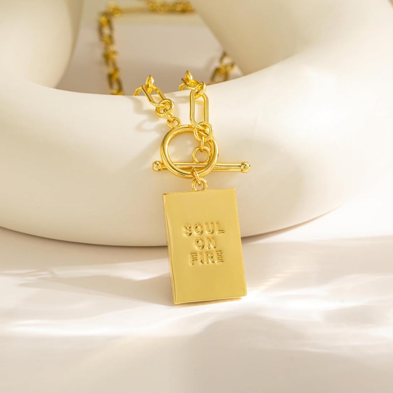 Moodear Cross Necklace for Women Trendy Chunky 14K Gold Plated/Silver Plated Cross Pendant Necklace Toggle Clasp Paperclip Chain Dainty Charm Necklace Fashion Religious Simple Jewelry Christian Gifts for Women - Image 5